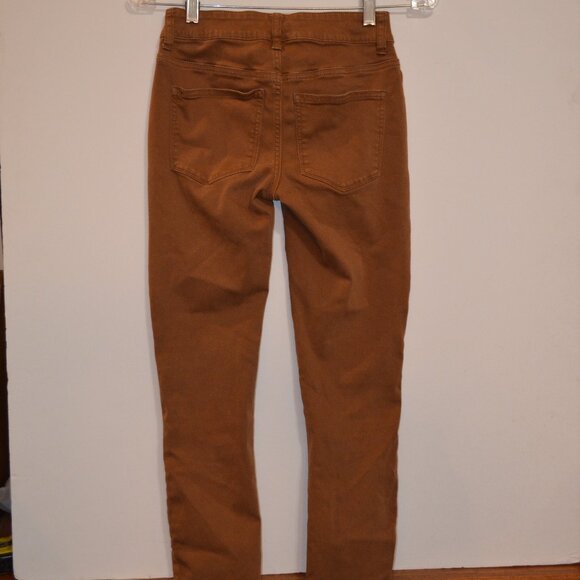 MAUSICES Mid Rise Slim Straight Legs Brown Cotton-Polyester-Spandex Pants XS-S - Picture 2 of 6